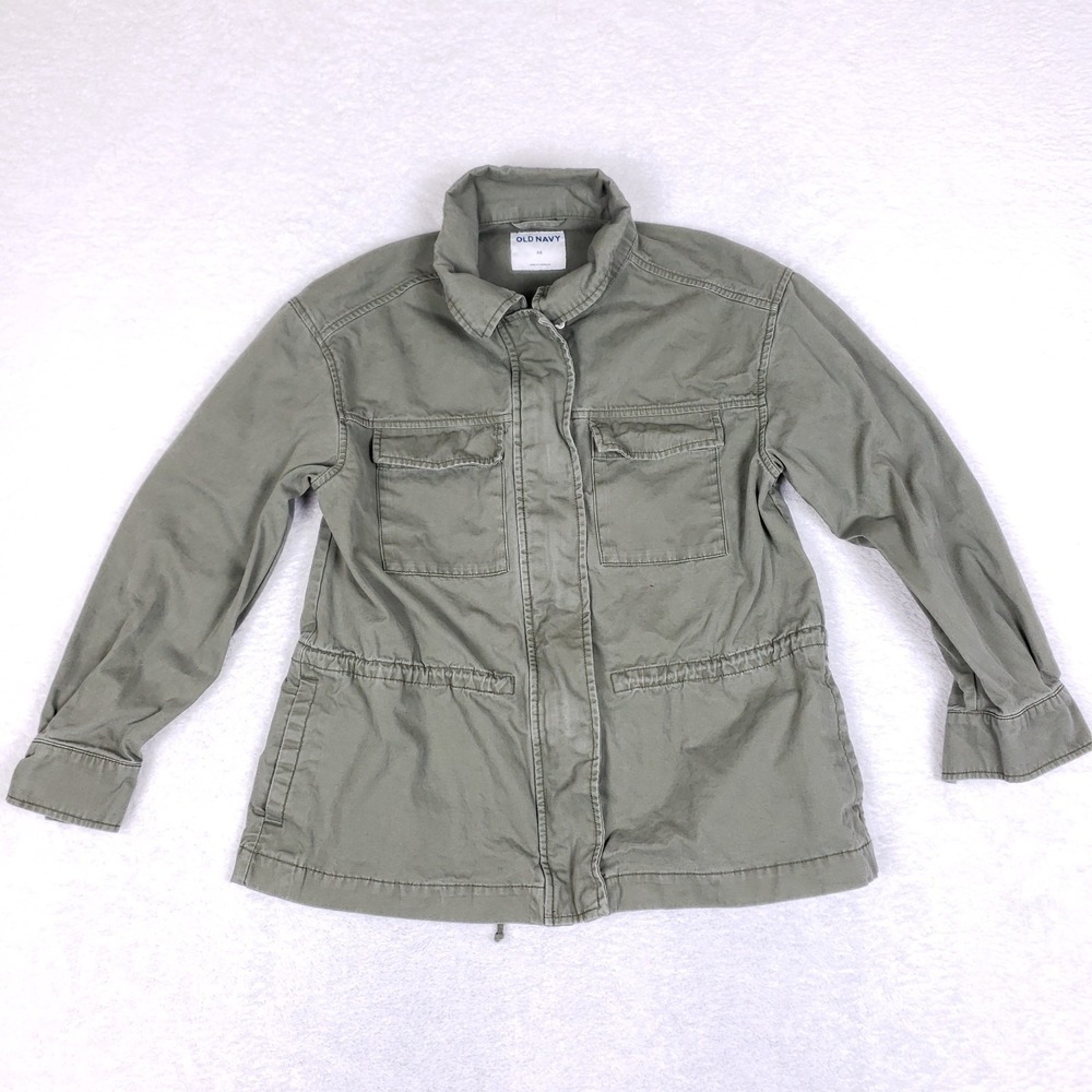 Old Navy Women's Olive Green Utility Field Jacket XS Cotton Twill Zip Front